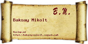 Baksay Mikolt névjegykártya